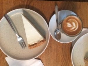 cheesecake and latte