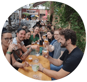 Outdoor drinking group hopfenreich